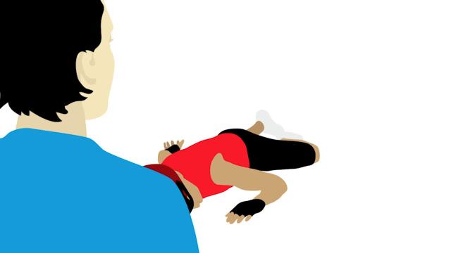 checking an unconscious person clipart